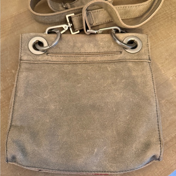 Hammitt Crossbody Bag – Suede | Taupe / Stone Grey | Grommet & Stud Detail - Picture 5 of 9